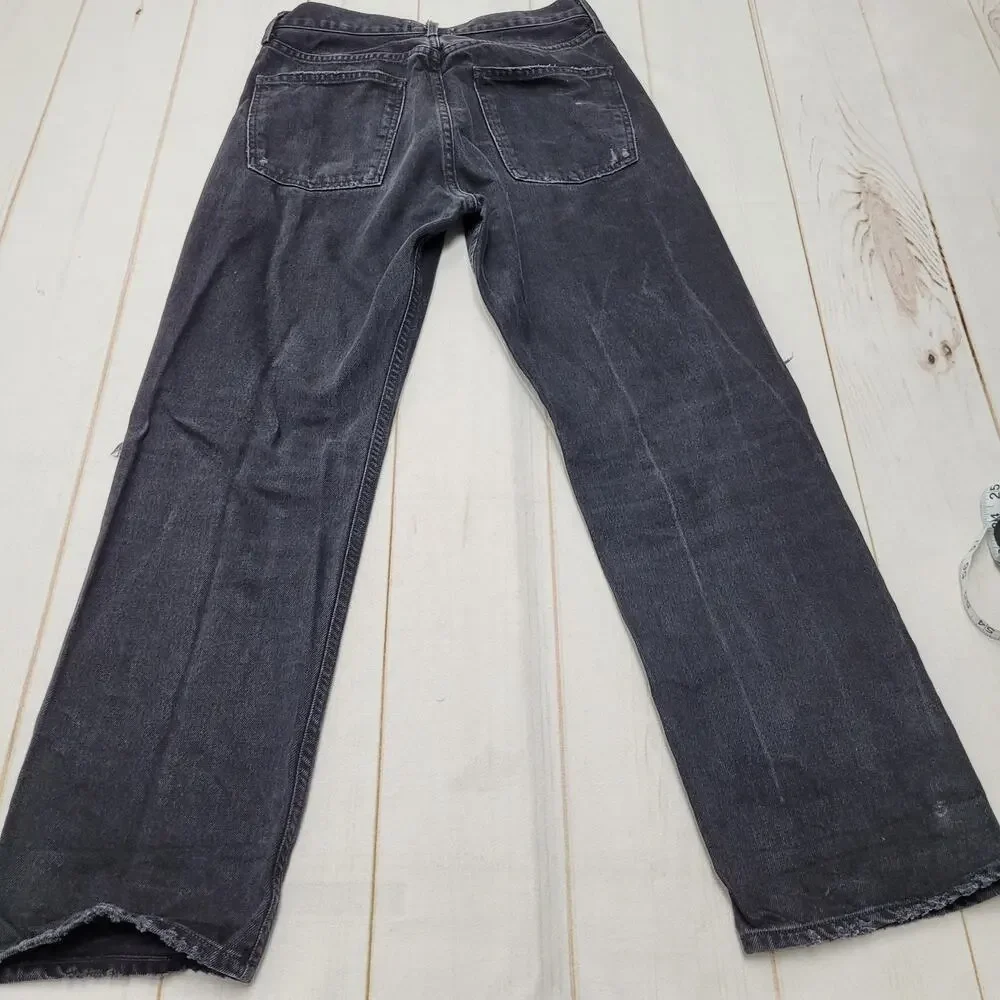 Agolde 90s midrise loose fit black jeans ripped distressed audio - Picture 11 of 12